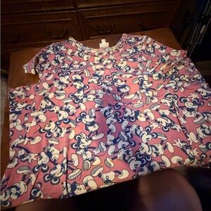 Pink and Blue Cartoon Print Top